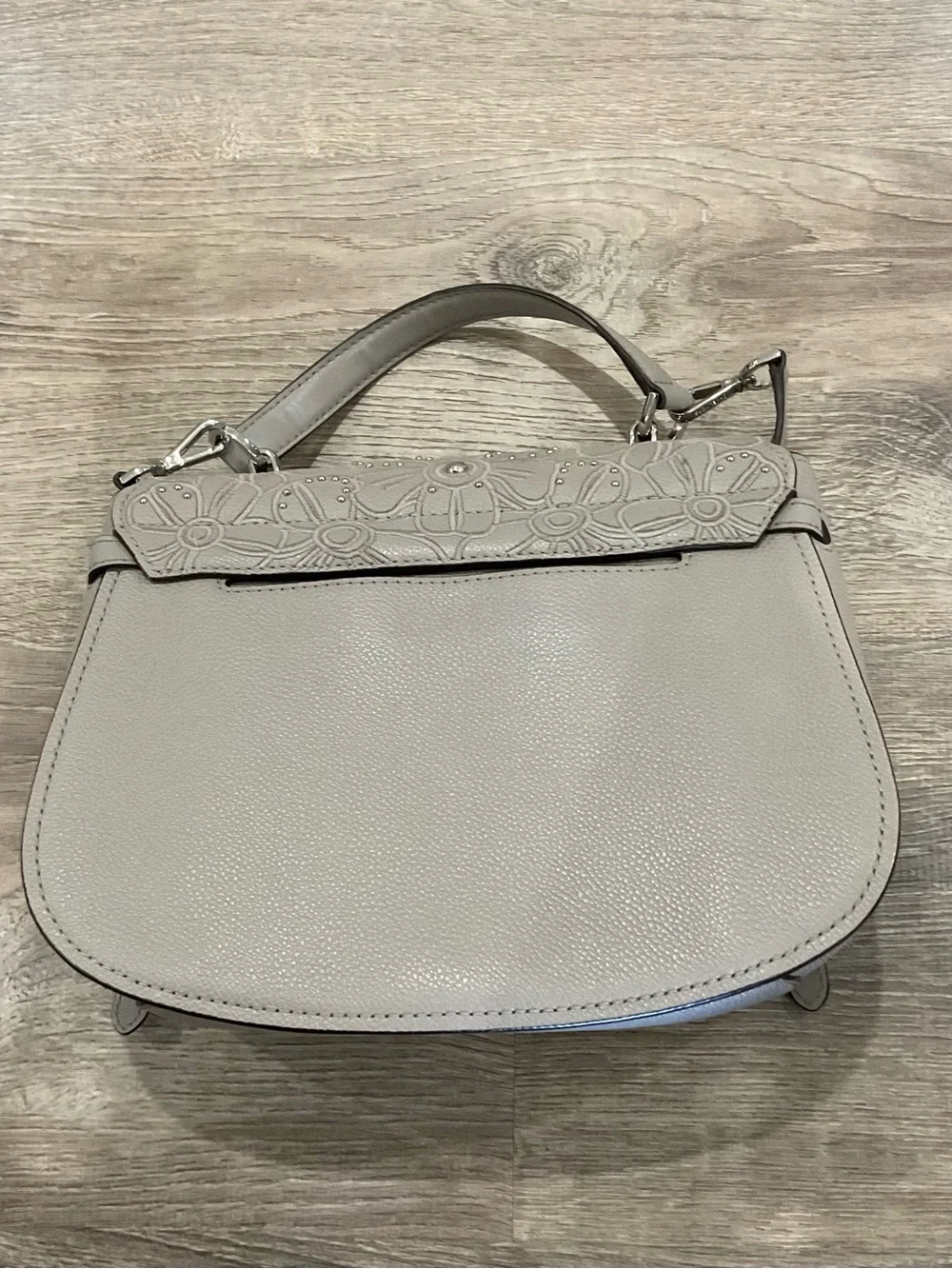 Michael Kors Floral Applique Top Handle Satchel in Light Taupe